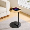 39cm Dia C-Shaped Side Table, Natural Wood