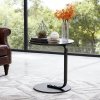 39cm Dia C-Shaped Side Table, Black Marble
