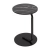 39cm Dia C-Shaped Side Table, Black Marble