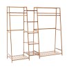 Living and Home Trapezoid Bamboo Garment Rack with Tiered Storage Shelves, Natural