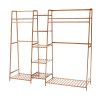 Living and Home Trapezoid Bamboo Garment Rack with Tiered Storage Shelves, Natural
