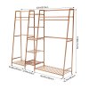 Living and Home Trapezoid Bamboo Garment Rack with Tiered Storage Shelves, Natural