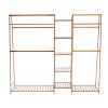 Living and Home Trapezoid Bamboo Garment Rack with Tiered Storage Shelves, Natural