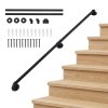 Living and Home 1.5M Matte Black Industrial Pipe Stair Handrail, 32mm Diameter Galvanized Steel Wall Mount Stair Rail