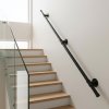 Living and Home 1/1.5/2/3M Matte Black Industrial Pipe Stair Handrail, 32mm Diameter Galvanized Steel Wall Mount Stair Rail with Complete Installation Hardware Kit for Indoor Steps