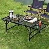 Living and Home Black Outdoor Portable Height-Adjustable Folding Camping Table, 135cm (W) x 60cm (D) x 70cm (H)