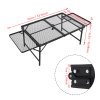 Living and Home Black Outdoor Portable Height-Adjustable Folding Camping Table, 135cm (W) x 60cm (D) x 70cm (H)