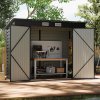 Living and Home 4x8ft Outdoor Storage Shed, Galvanized Steel Garden Shed Lockable with Double Doors & 2 Vents