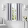 Pair of Solid Colour Grommet Top Polyester 100% Blackout Curtains with Stainless Steel Grommets, Light Grey, 117cm W x 137cm H