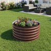 Living and Home 80cm Dia x 43cm H Round Metal Raised Garden Bed Planter Box