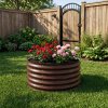 Living and Home 80cm Dia x 43cm H Round Metal Raised Garden Bed Planter Box