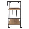 Living and Home Metallic Rolling Serving Bar Cart with Wine Rack