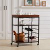 Living and Home Rustic Bar Wooden Mobile Serving Cart with Wheels