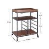 Living and Home Rustic Bar Wooden Mobile Serving Cart with Wheels