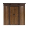 Living and Home 6.36 x 3.97FT Pent Roof Metal Garden Storage Shed with Lockable Sliding Doors, Brown Wood Grain
