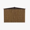 Living and Home 8.46 x 6.79FT Apex Roof Metal Garden Storage Shed with Lockable Sliding Doors, Brown Wood Grain