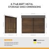 Living and Home 4.71 x 8.86FT Metal Pent Roof Garden Storage Shed, Brown Wood Grain
