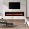 80 Inch Recessed & Wall Mounted Electric Fireplace with Remote, 12 Flame Colours