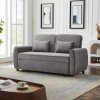Living and Home Dark Grey Fabric Convertible 2 Seater Sofa Bed with 2 Throw Pillows, Foldable Pull Out Sofa Bed for Living Room