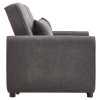 Living and Home Dark Grey Fabric Convertible 2 Seater Sofa Bed with 2 Throw Pillows, Foldable Pull Out Sofa Bed for Living Room