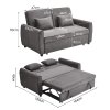 Living and Home Dark Grey Fabric Convertible 2 Seater Sofa Bed with 2 Throw Pillows, Foldable Pull Out Sofa Bed for Living Room