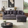Chenille Upholstered 3-Seater Corner Sofa with Footstool