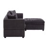 Chenille Upholstered 3-Seater Corner Sofa with Footstool
