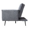 Living and Home Grey Fabric 3-Seater Convertible Sofa Bed, Modern Sleeper Sofa with Metal Legs and 2 Throw Pillows