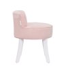 Velvet Soft Seat Low Back Vanity Stool Dressing Table Chair with White Legs