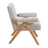 Linen Upholsteried Armchair with Wooden Legs