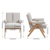Linen Upholsteried Armchair with Wooden Legs