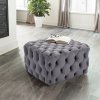 70cm W Square Velvet Upholstered Buttoned Footstool, Grey