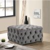 70cm W Square Velvet Upholstered Buttoned Footstool, Grey