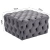 70cm W Square Velvet Upholstered Buttoned Footstool, Grey
