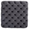 70cm W Square Velvet Upholstered Buttoned Footstool, Grey