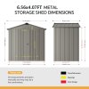 Living and Home 6.56 x4.07FT Grey Aluminium Color Metal Storage Shed, Apex Roof with Lockable Hinged Doors & Vents