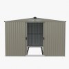 Living and Home 10.6 x12.73FT Grey Aluminium Color Apex Roof Metal Garden Shed, Lockable Sliding Doors, Vents & Foundation