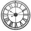 Large Decorative Metal Roman Numeral Skeleton Wall Clock