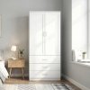 Living and Home 2-Door Wardrobe with 3 Drawers & Hanging Rail