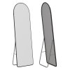 Modern Arched Metal Floor Mirror, 50cm W x 160cm H