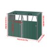 Metal Outdoor Bin Shed for 2 Trash Bins