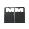 Metal Outdoor Bin Shed for 2 Trash Bins, Charcoal Black