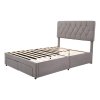 Living and Home Double Upholstered Bed Frame with 2 Drawers