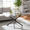 Living and Home 100x60cm Tempered Glass Dining Table with Iron Legs