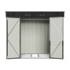 6x8ft Metal Storage Shed Black Galvanized Steel Tool House With Foundation, Double Lockable Doors, Ventilation