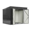6x8ft Metal Storage Shed Black Galvanized Steel Tool House With Foundation, Double Lockable Doors, Ventilation