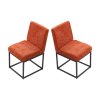 Living and Home Set of 2 Chenille Upholstered Dining Chairs in Orange