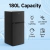 180L Freestanding Top Freezer Fridge, Black