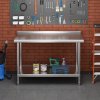 2 Tier Commercial Kitchen Prep & Work Stainless Steel Table with Backsplash