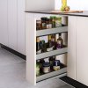 3-Tier Stainless Steel Pull-Out Cabinet Organizer, 25 cm W x 43 cm D x 45 cm H - Quiet Glide, Corrosion-Resistant Pantry Shelf